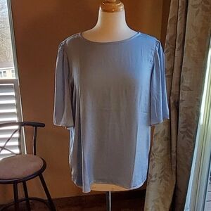 Ann Taylor Factory Light Blue Short Sleeve Blouse
